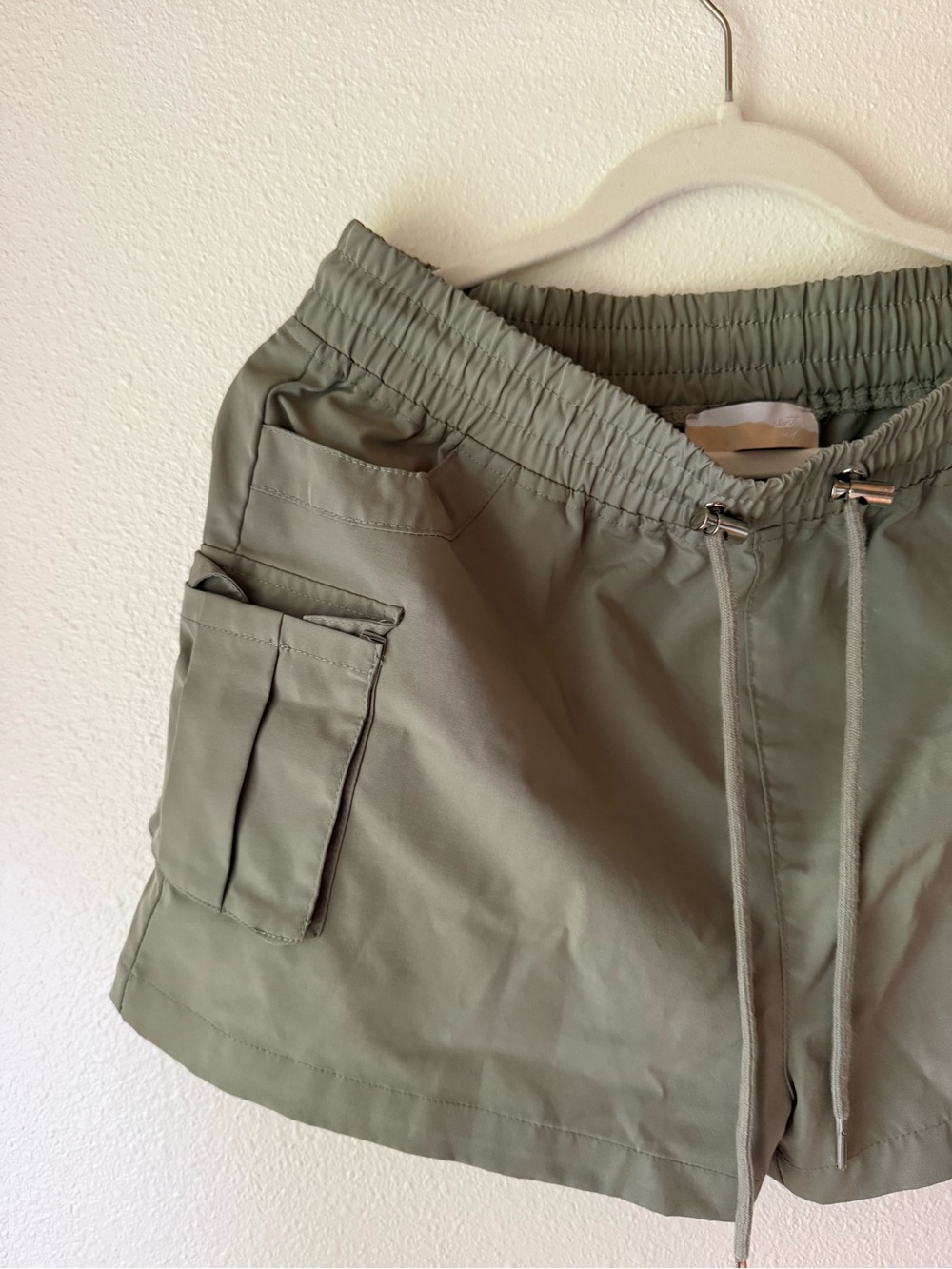 High-Rise Olive Cargo Drawstring Women's Shorts